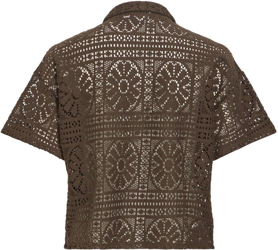 VILA katoenen loose jacquard top bruin - Foto 2