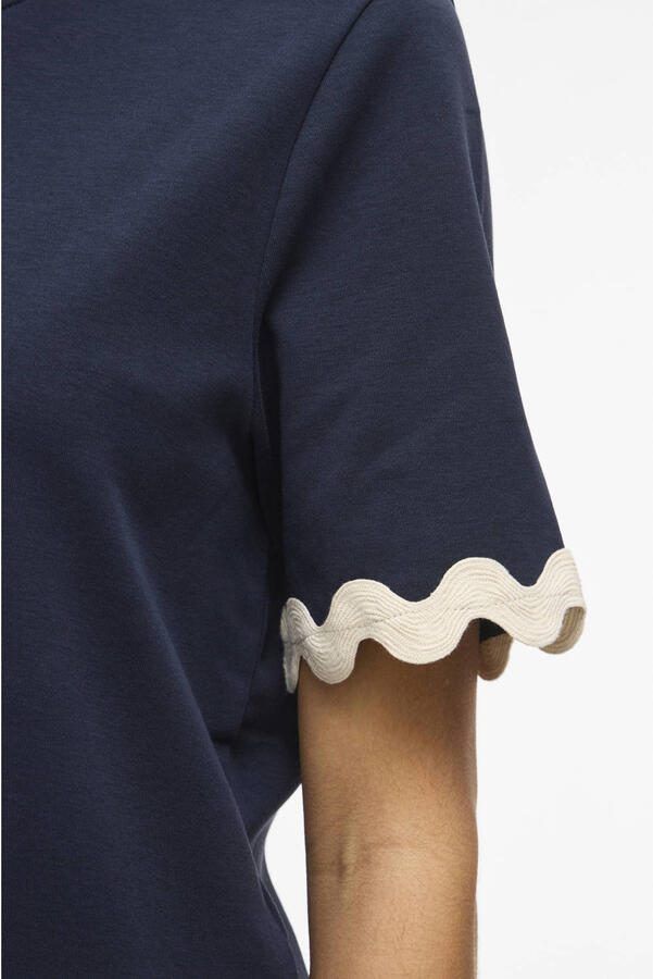 VILA katoenen midi T-shirtjurk donkerblauw - Foto 2