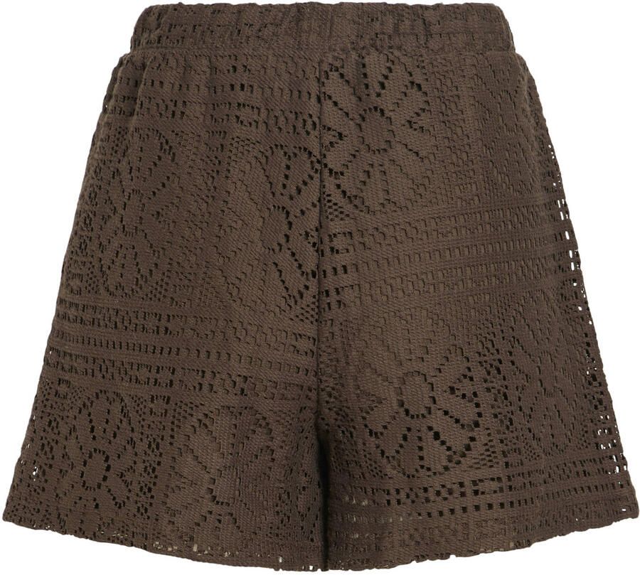 VILA katoenen regular fit jacquard short bruin - Foto 3