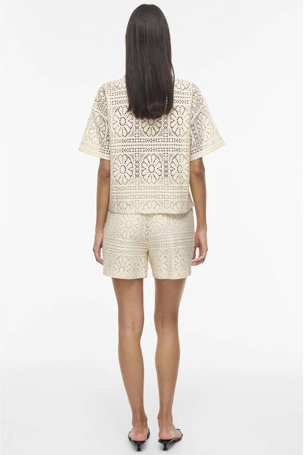 VILA katoenen regular fit jacquard short ecru - Foto 2