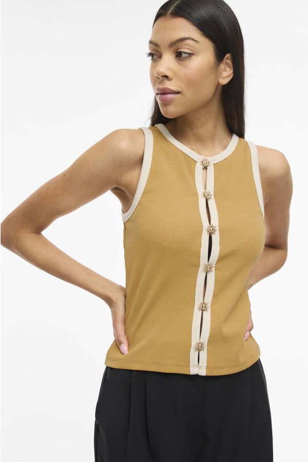 VILA katoenen regular fit top geel