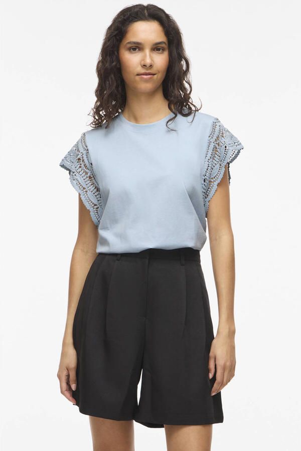 VILA katoenen regular fit top lichtblauw