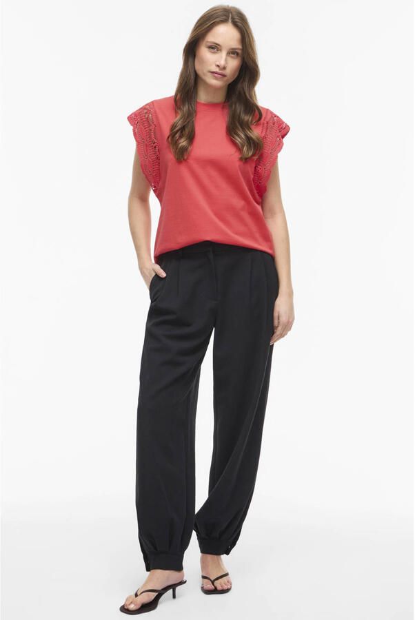VILA katoenen regular fit top rood - Foto 2