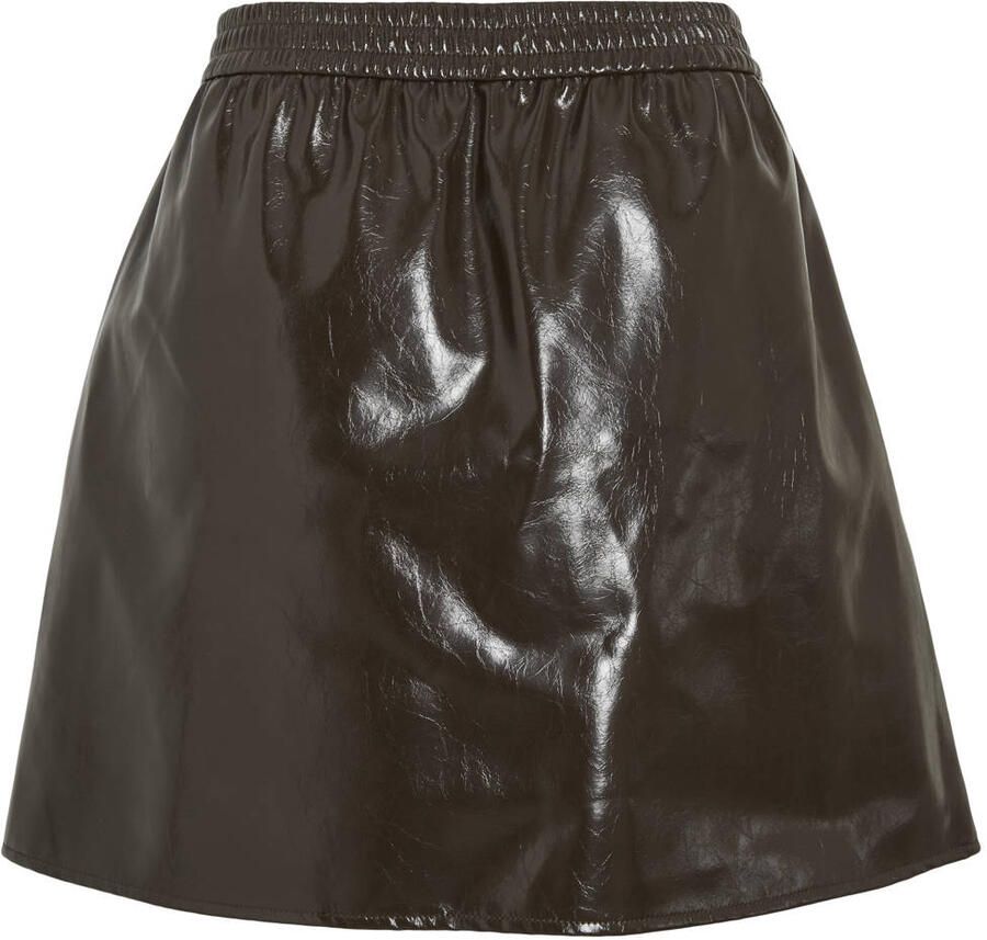 VILA lak imitatieleren rok donkerbruin