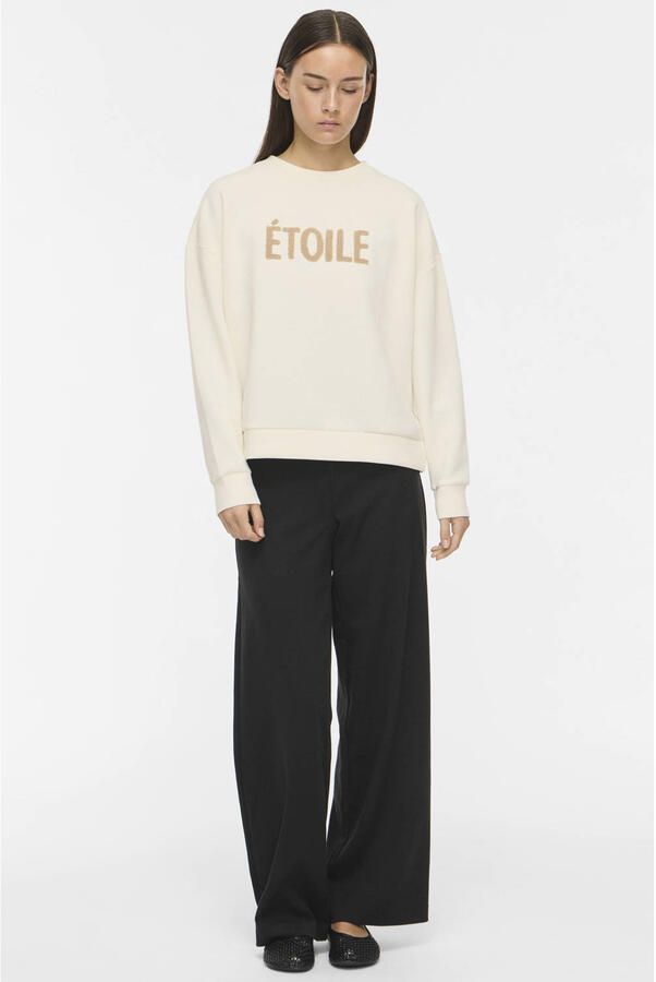 VILA loose fit gebreide sweater met tekstprint ecru - Foto 2
