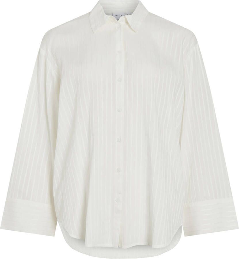 VILA loose fit gestreepte blouse ecru