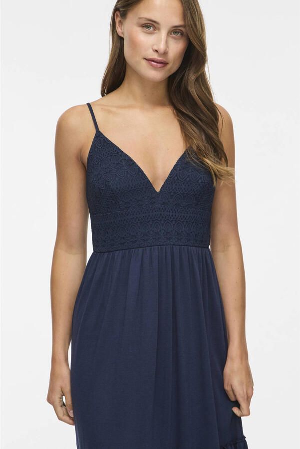 VILA maxi avondjurk donkerblauw