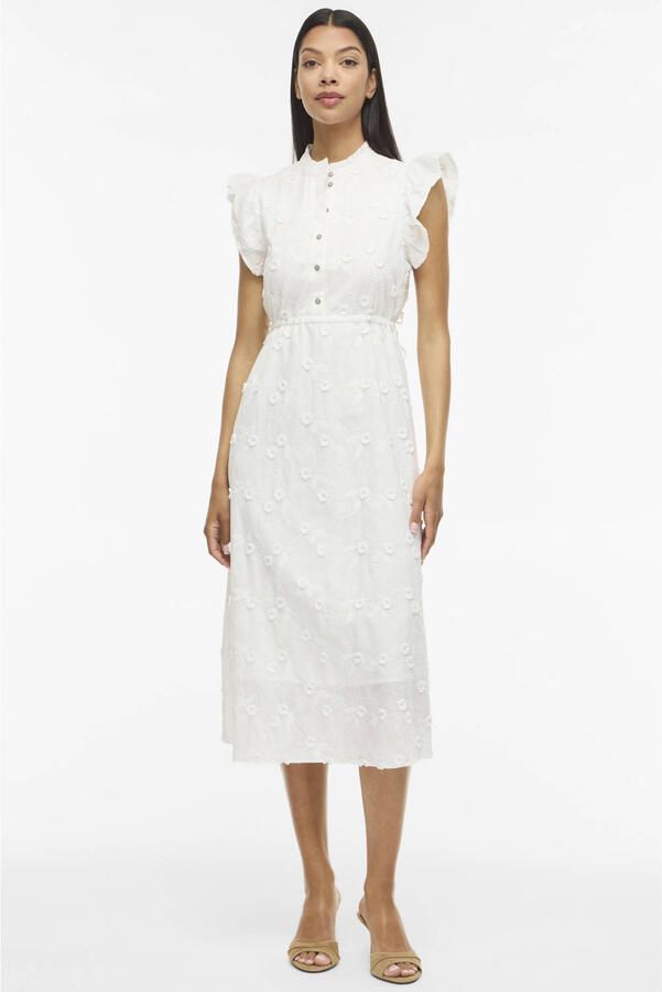 VILA midi jurk broderie ecru - Foto 3