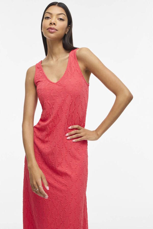 VILA midi jurk rood