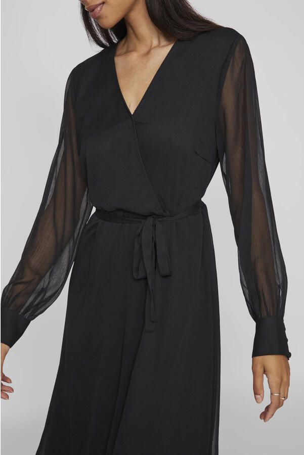 Vila Chiffon jurk VIFALIA V-NECK L S MIDI DRESS NOOS