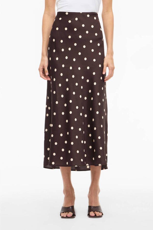 Vila Lange rokken Noos Elette Skirt Coffee Bean Sandshell