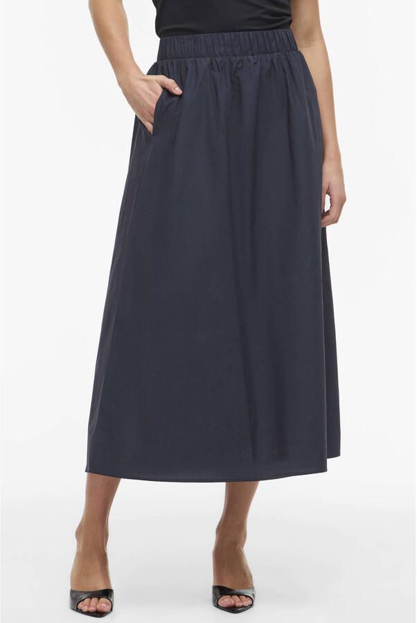 VILA midi rok marineblauw