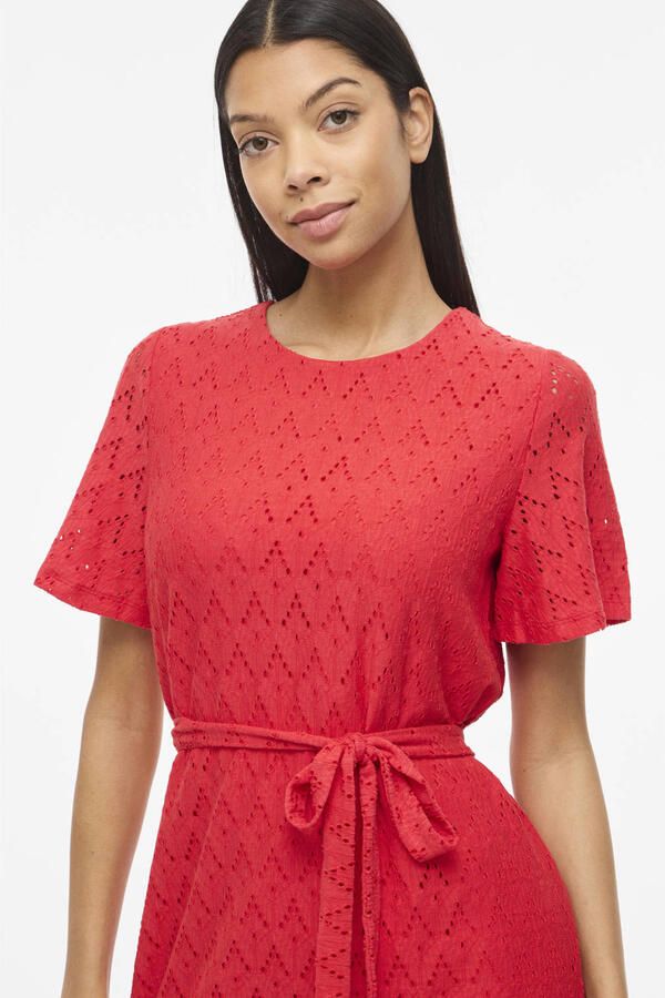VILA mini jurk broderie rood