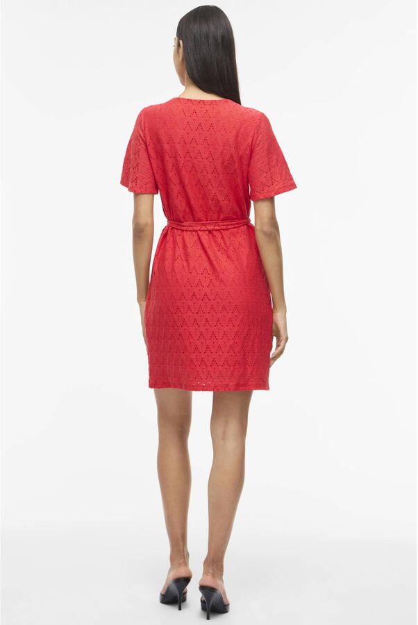 VILA mini jurk broderie rood - Foto 2