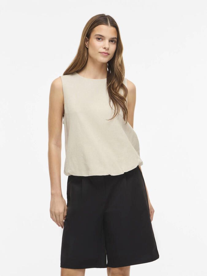 Vila Blouse Top Prisilla Balloon Super Light Natural Melange