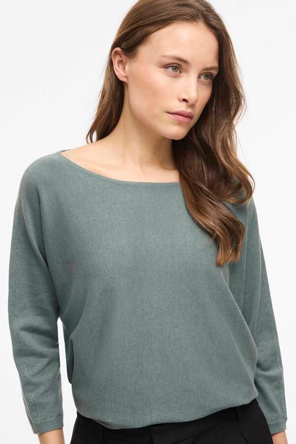 VILA oversized gebreide trui grijsblauw