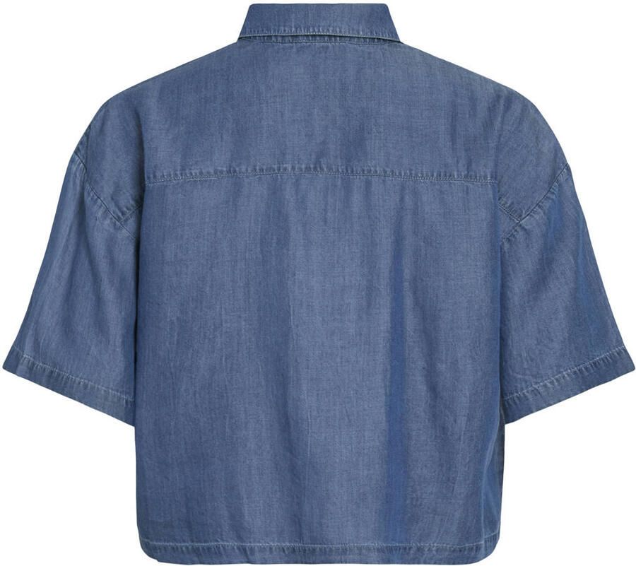 VILA rechtvallende blouse middelblauw denim