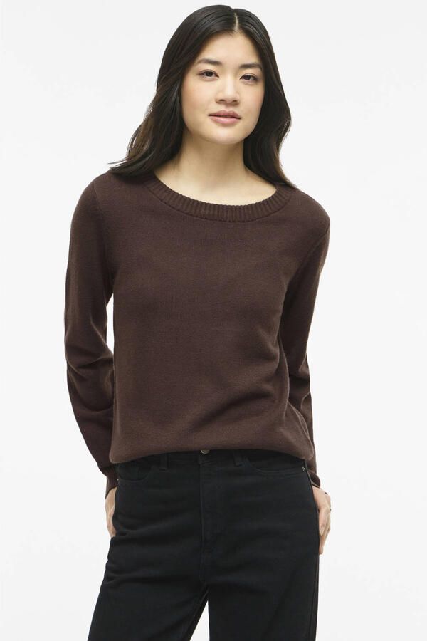 Vila Trui Noos Ril O-Neck L S Coffee Bean