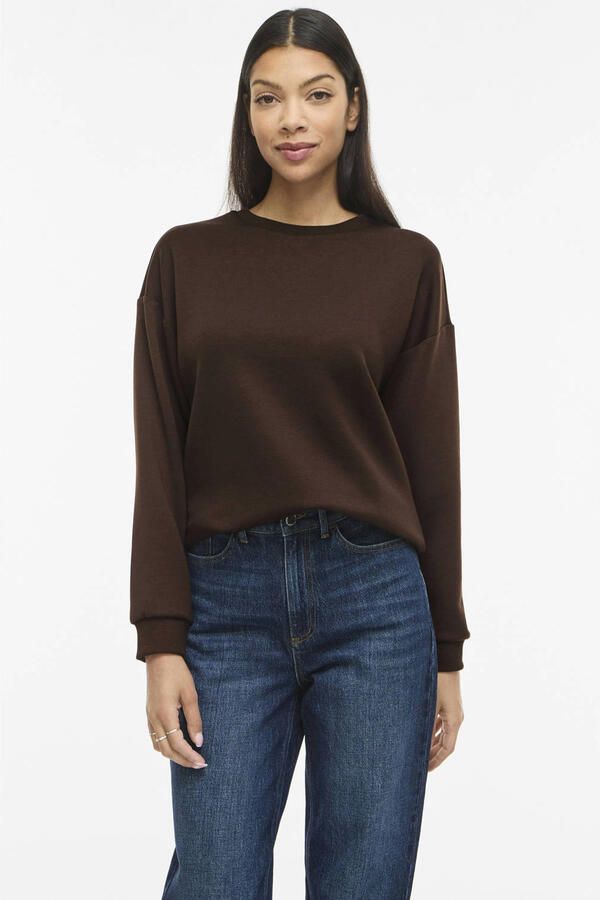 VILA rechtvallende jacquard sweater bruin