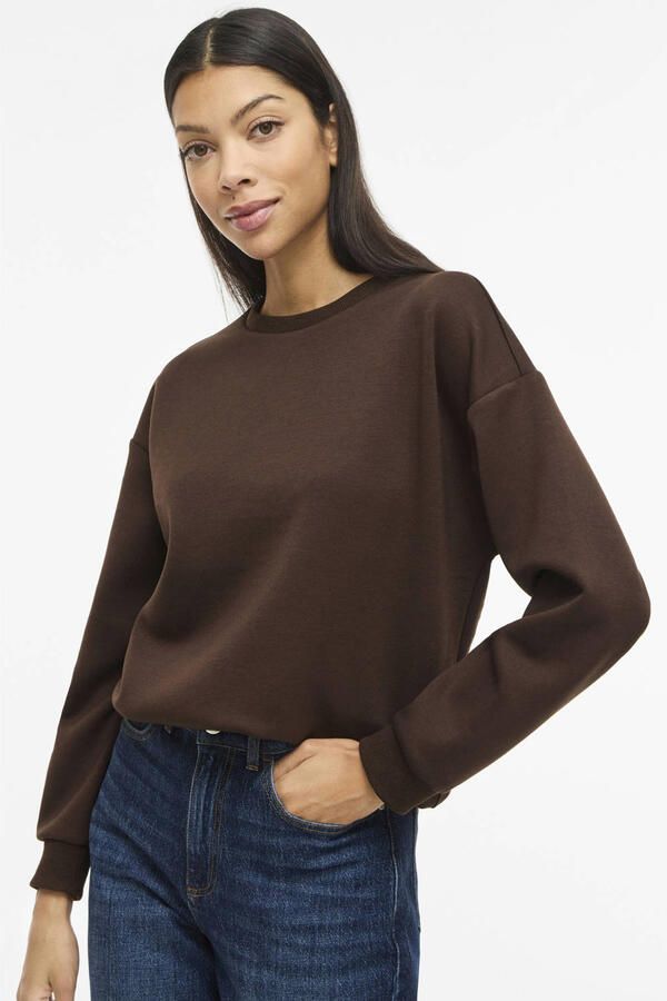 VILA rechtvallende jacquard sweater bruin - Foto 3