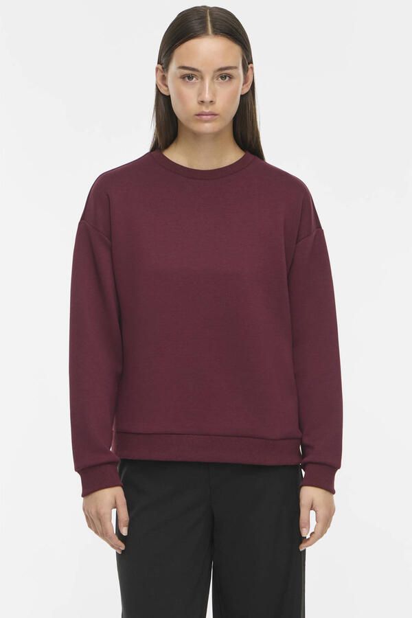 VILA rechtvallende jacquard sweater donkerrood