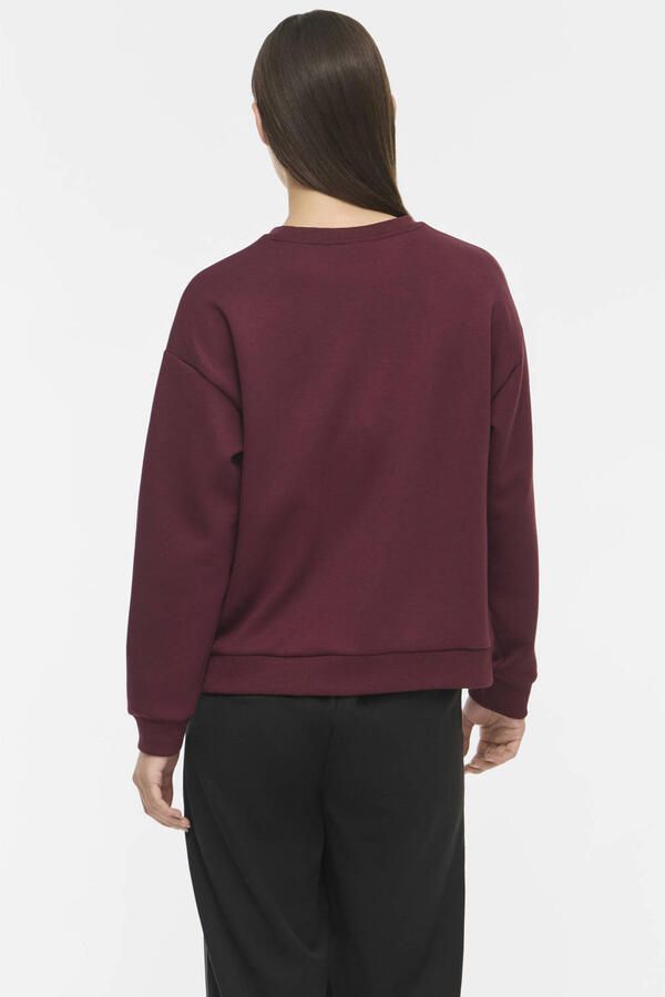 VILA rechtvallende jacquard sweater donkerrood - Foto 2