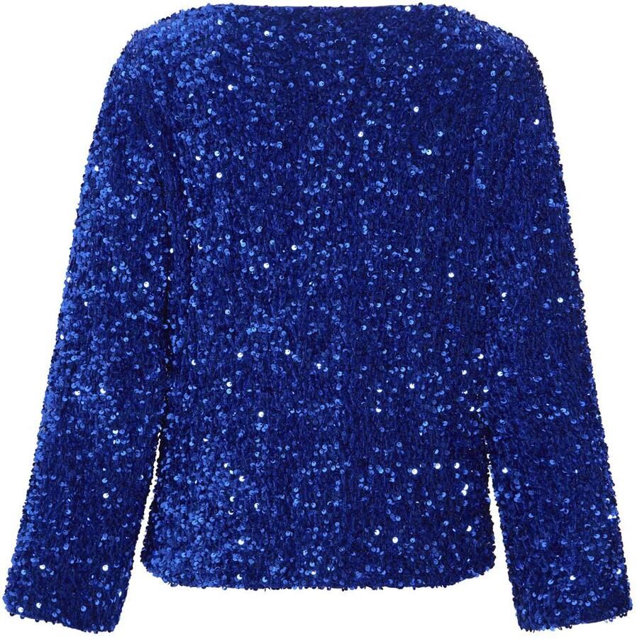VILA rechtvallende top met pailletten blauw - Foto 2