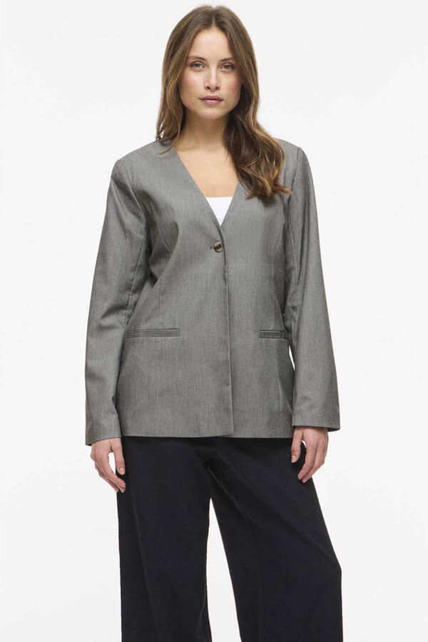 VILA regular blazer lichtgrijs