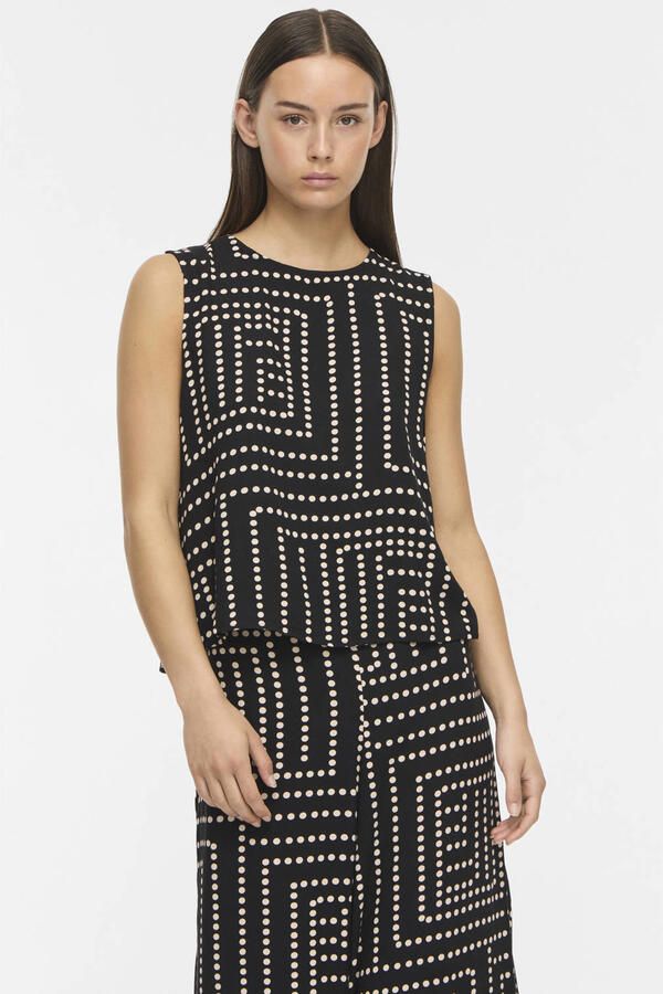 VILA regular fit mouwloze top met stippen zwart
