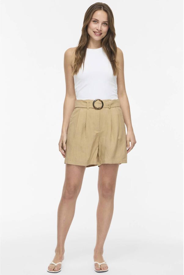 VILA regular fit short met ceintuur groen - Foto 2