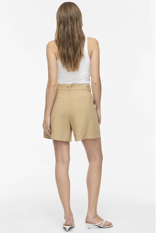 VILA regular fit short met ceintuur groen - Foto 3