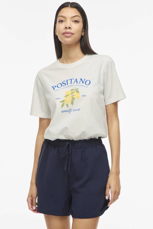 VILA regular fit T-shirt met print wit