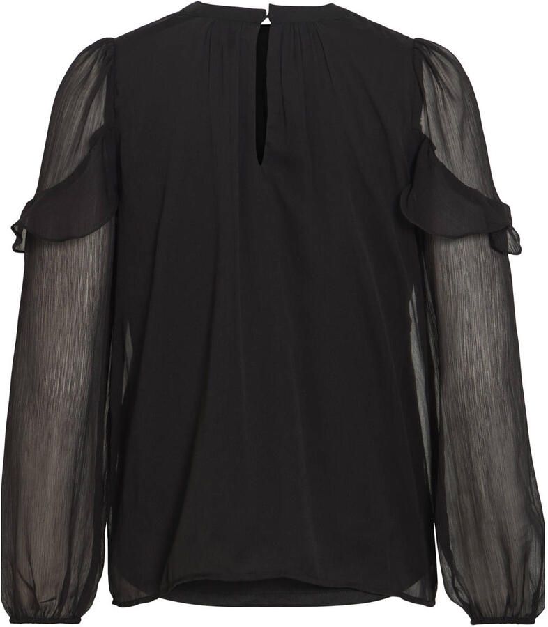 VILA regular fit top met ruches zwart - Foto 2