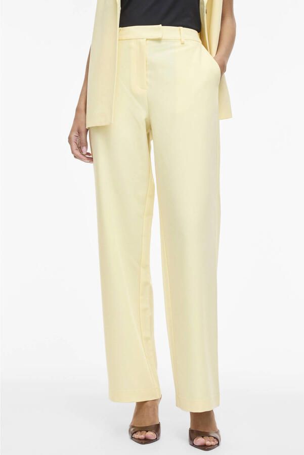 VILA regular high waist casual broek lichtgeel