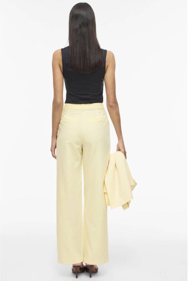VILA regular high waist casual broek lichtgeel - Foto 2