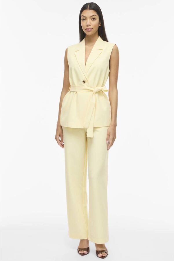 VILA regular high waist casual broek lichtgeel - Foto 3