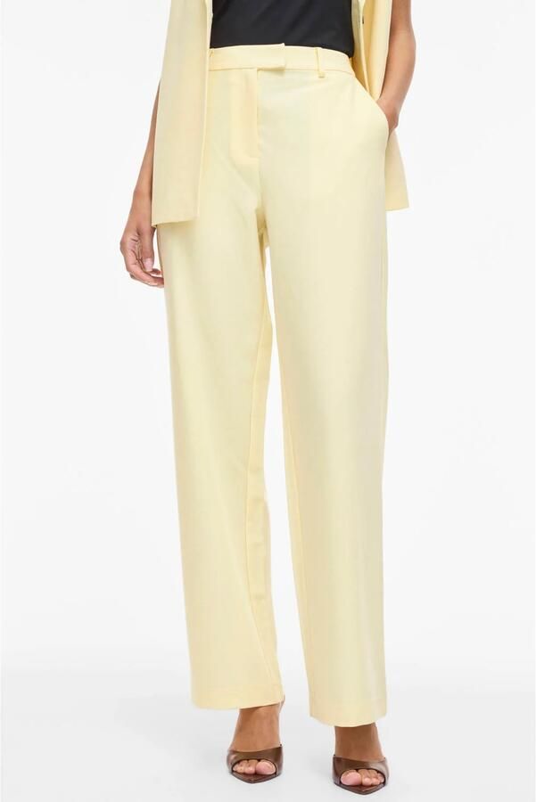 VILA regular high waist casual broek lichtgeel - Foto 2