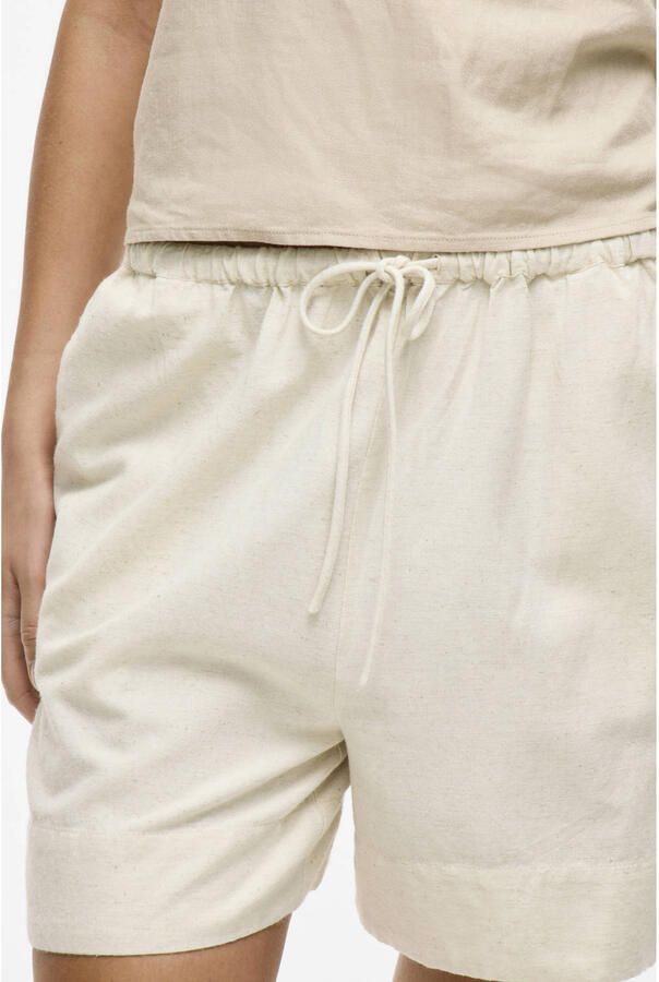 VILA regular high waist casual short met linnen ecru - Foto 2