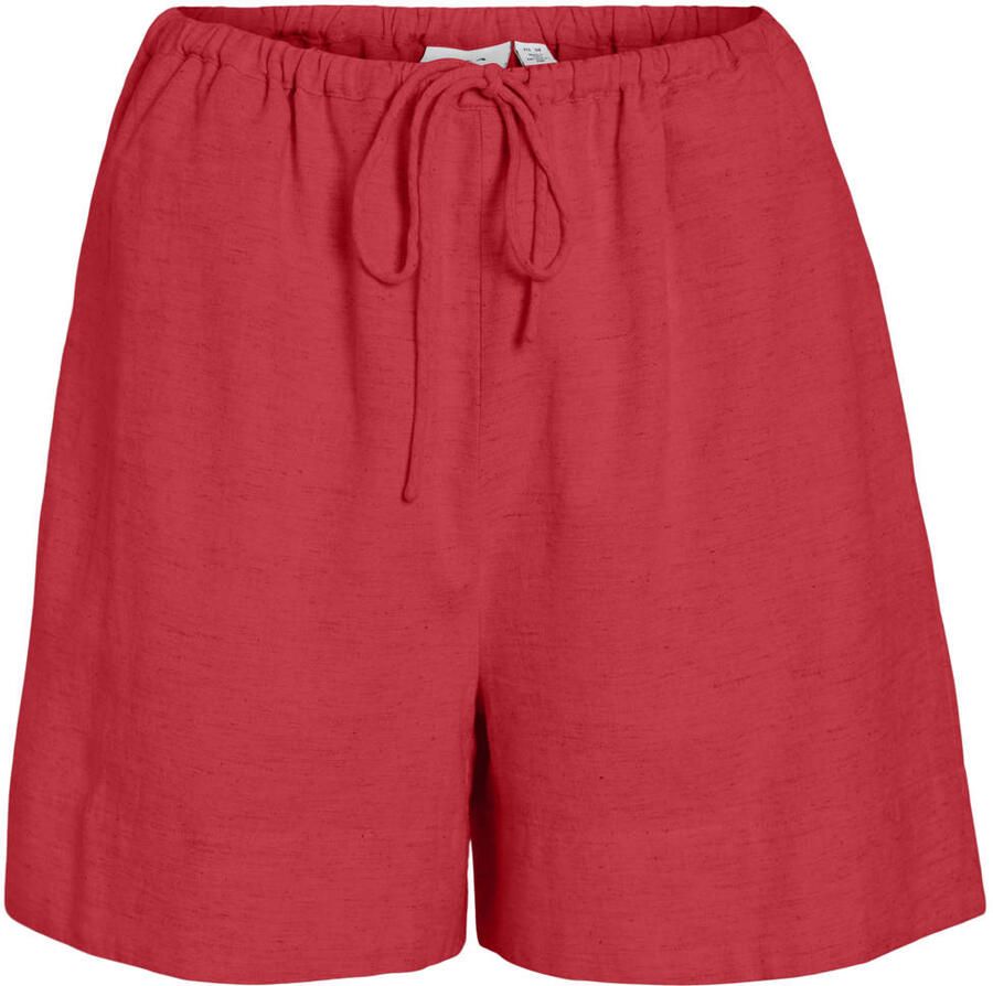 VILA regular high waist casual short met linnen