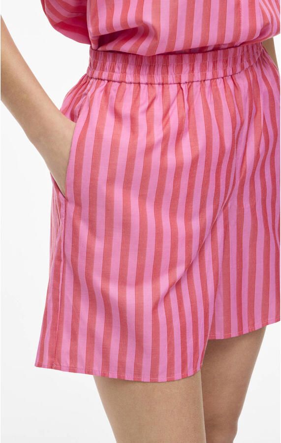 VILA regular high waist gestreepte casual short roze - Foto 3