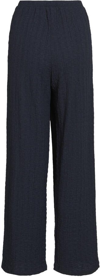 VILA regular waist wide leg broek donkerblauw