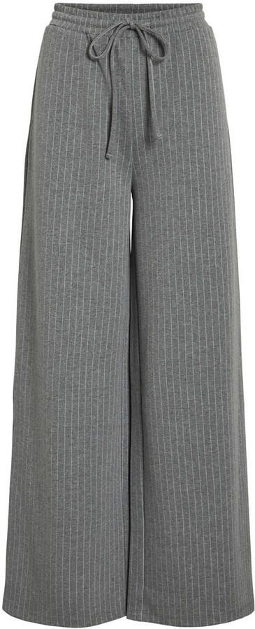 VILA regular waist casual broek met krijtstreep grijs