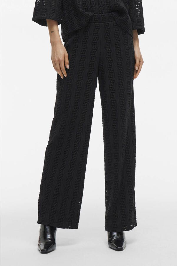 Vila Wide leg stoffen broek met structuurmotief model 'LUMENA' - Foto 3