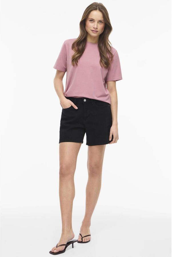 VILA regular waist denim short black denim - Foto 2