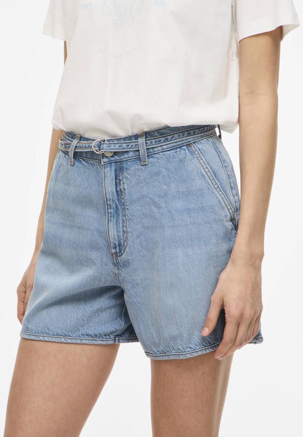VILA regular waist denim short light blue denim - Foto 3
