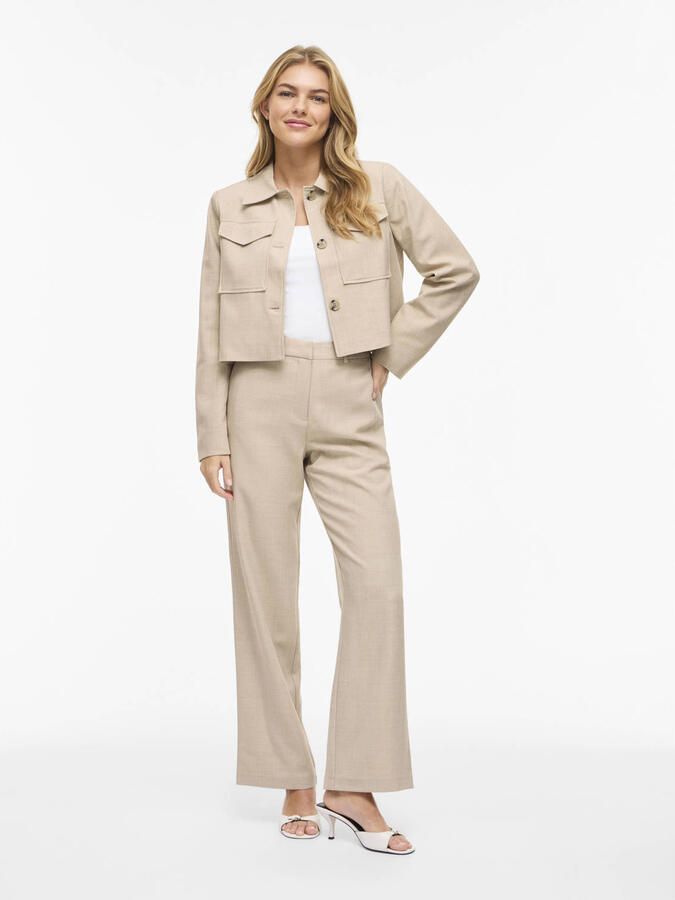 VILA regular waist pantalon beige - Foto 2