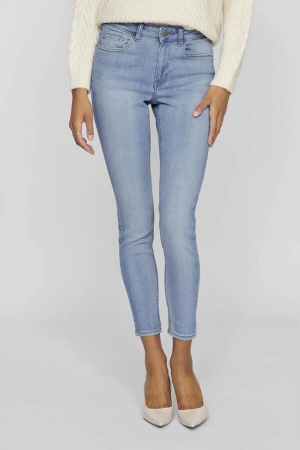 VILA regular waist skinny jeans light blue denim - Foto 3