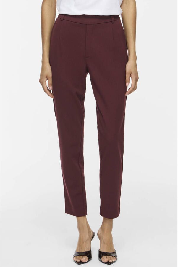 VILA relaxed fit cropped broek donkerrood