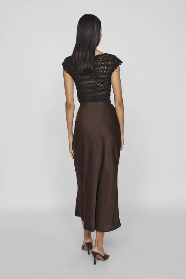 Vila Lange rokken Noos Elette Skirt Coffee Bean - Foto 4