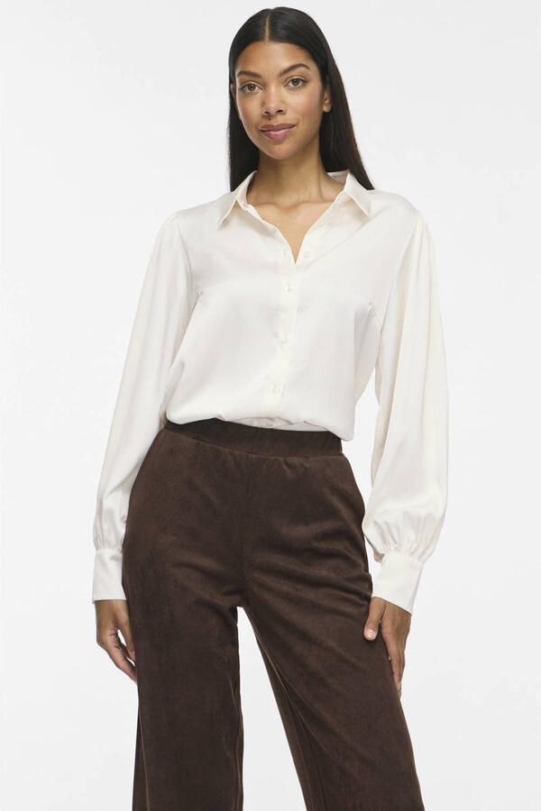 VILA satijnen blouse ecru